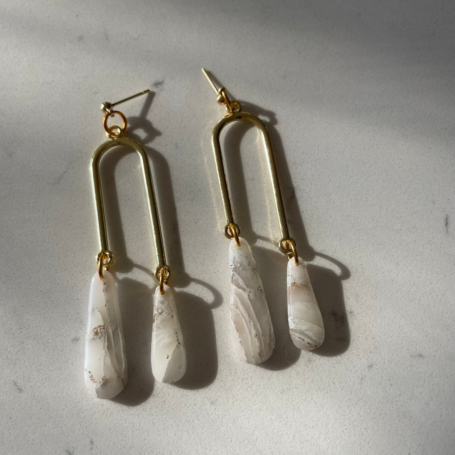 Faux-stone arch earrings