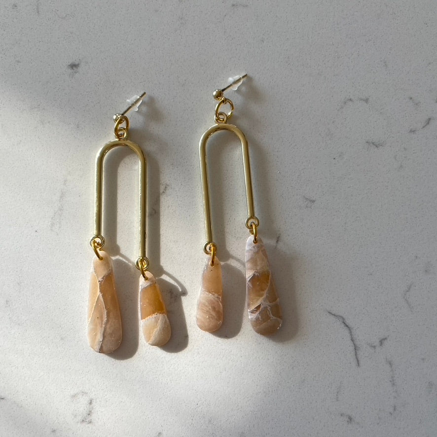 Faux-stone arch earrings